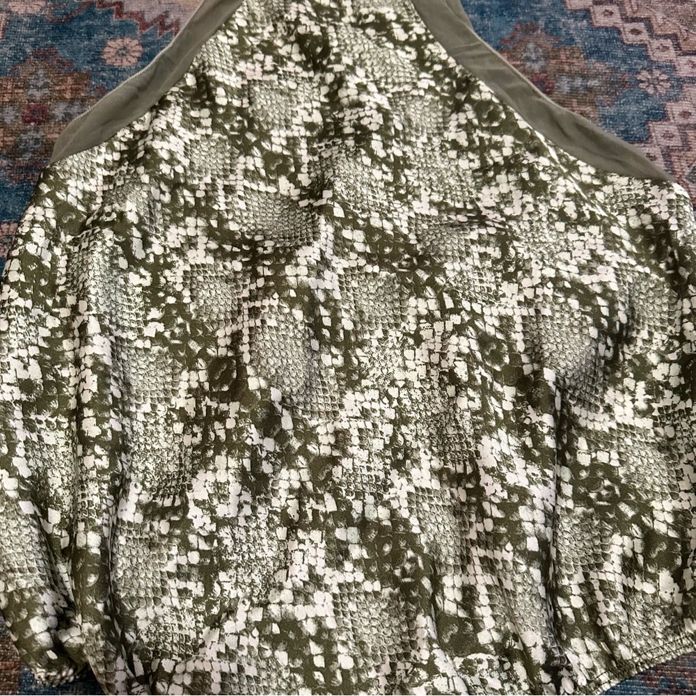 Free People Snakeskin Print One-Piece Bodysuit Olive Green Strappy Back Size XS - Picture 5 of 8
